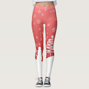 Leggings White Christmas Winter Wonderland Snowman Tree