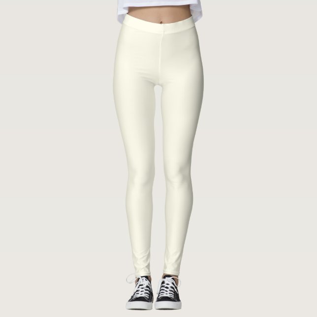 Leggings White Crème Couleur Femmes (Devant)
