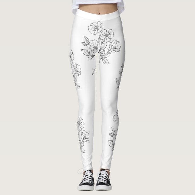 Leggings White Flowers (Front)