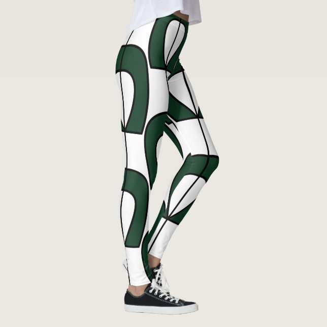 Leggings White Green Modern Géométrique Entraînement amusan (Droite)
