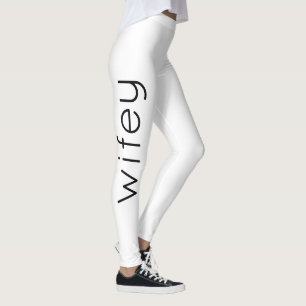 Leggings Wifey Femme Noir Blanc Moderne Design Personnalisé