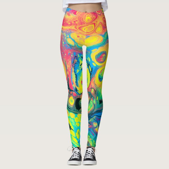 Leggings Wild Acrylic Fluide Art Abstract (Devant)