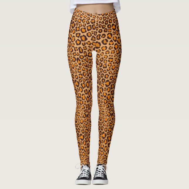 Leggings Wild Thing Réaliste Main tiré Empreinte de léopard (Devant)