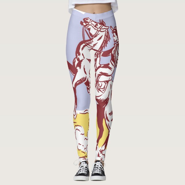 Leggings Wild West Cowgirl : Dessin Vintage Line. (Devant)