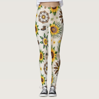 Leggings Wildflowers And Natural Seamless Pattern