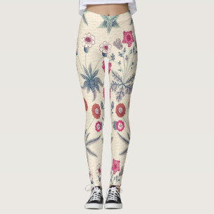 Leggings William Morris Daisy Motif Floral Rouge Orange