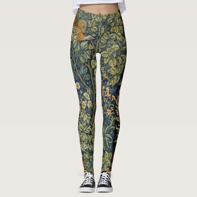 Leggings William Morris Écureuil Faisan Fleur Vintage (Devant)