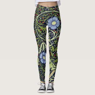 Leggings William Morris Fleur d'antiquité aux algues marine