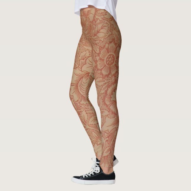 Leggings William Morris Fleur de pavot rose Floral (Gauche)