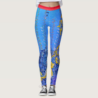 Leggings William Morris FLEURS ET LEGINGS BLEUS JAPONAIS