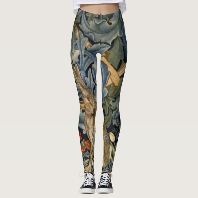 Leggings William Morris Forest Rabbit Floral Art Nouveau (Devant)