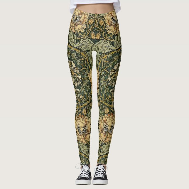 Leggings William Morris Honeysuckle Vert Floral (Devant)
