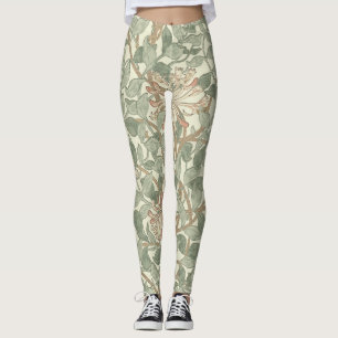 Leggings William Morris Honeysuckle Vert Floral
