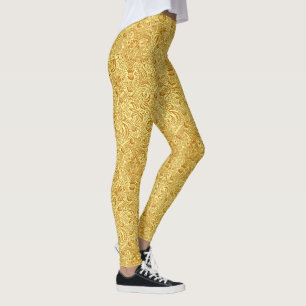 Leggings William Morris Indian, moutarde jaune et or