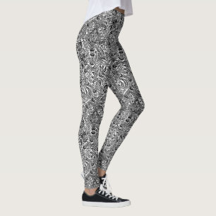 Leggings William Morris Indien, noir et blanc