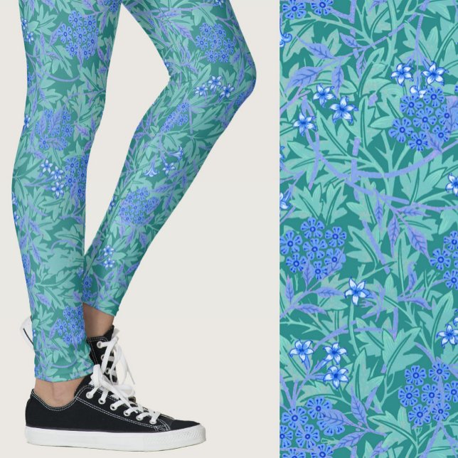 Leggings William Morris Inspired Blue Floral Patterned (Créateur téléchargé)
