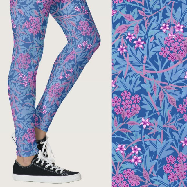 Leggings William Morris Inspired Blue Floral Patterned (Créateur téléchargé)