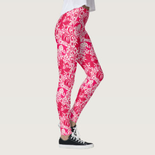 Leggings William Morris Iris et Lily, Fuchsia Pink