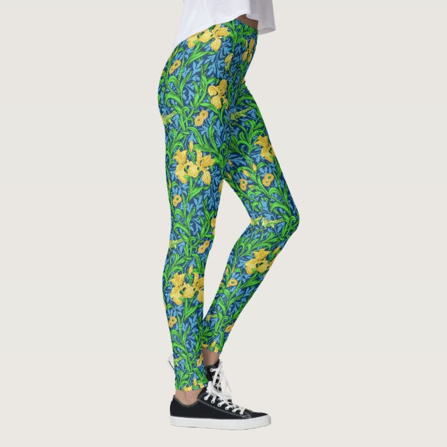 Leggings William Morris Irises, jaune et bleu de cobalt (Droite)