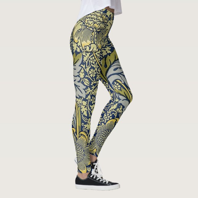 Leggings William Morris Kennet Fond d'écran Floral Bleu (Droite)