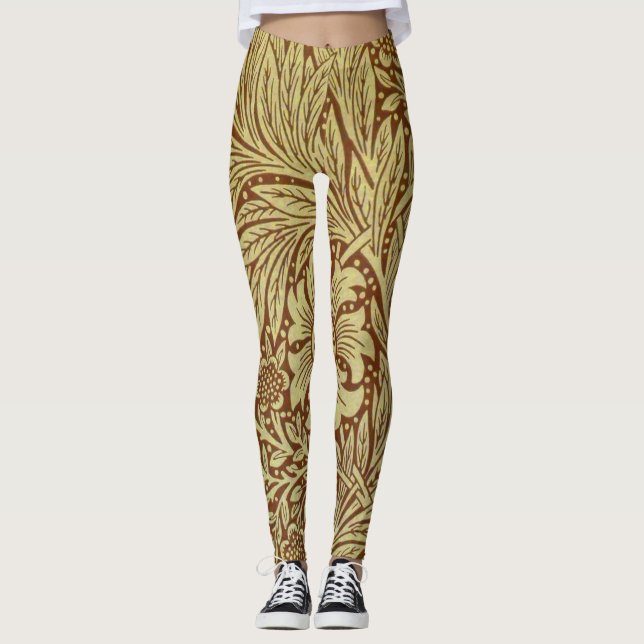 Leggings William Morris Marigold Motif de fleurs antiques (Devant)