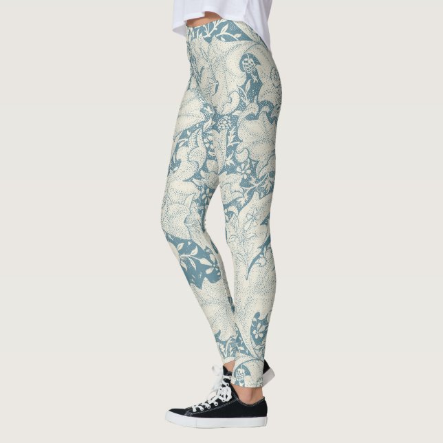 Leggings William Morris Wallflower bleu damas floral (Gauche)