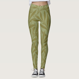 Leggings William Morris Willow Antique Green Leaf Vine Art