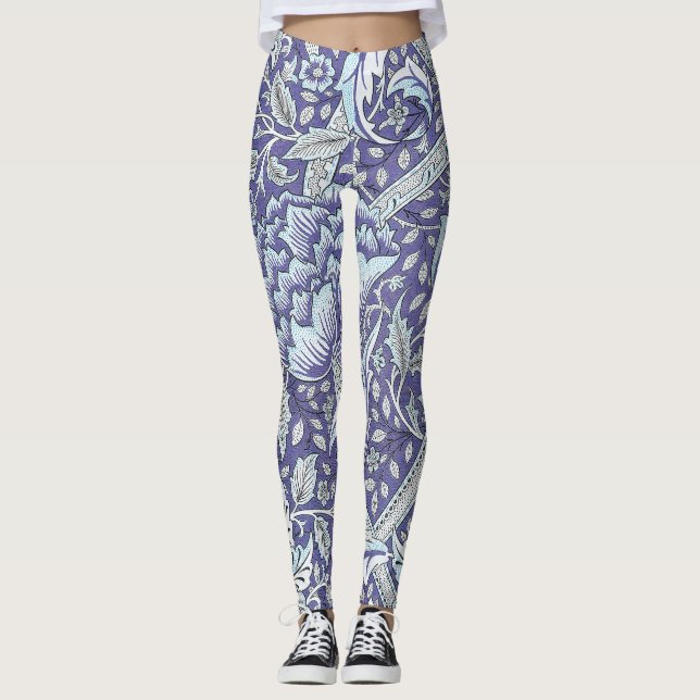 Leggings William Morris Windrush fleurs bleues (Devant)