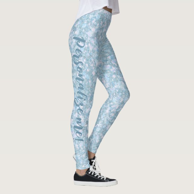 Leggings Winter Lake Light Aqua Blue Parties scintillant TE (Droite)