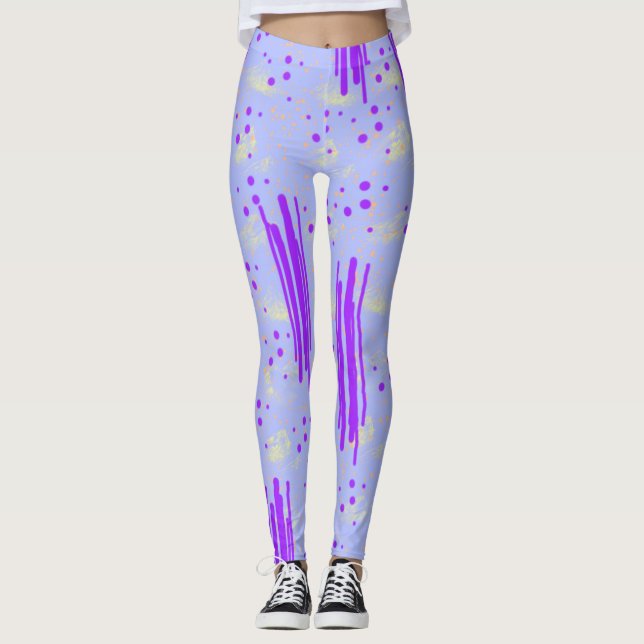 Leggings with Abstract Blue & Purple Design (Front)