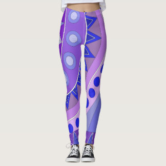 Leggings with blue casual art