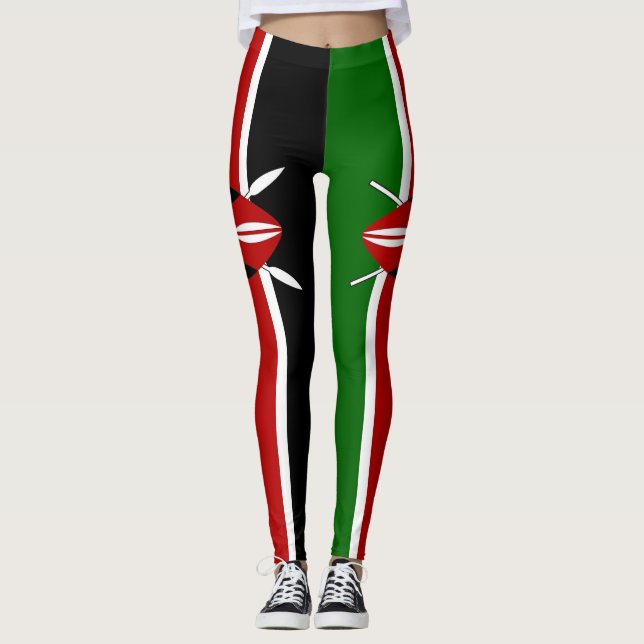 Leggings with flag of Kenya (Front)
