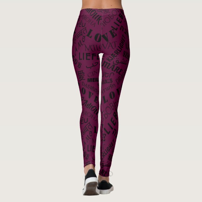 Leggings with Love Text Multi Language Your Colors (Back)