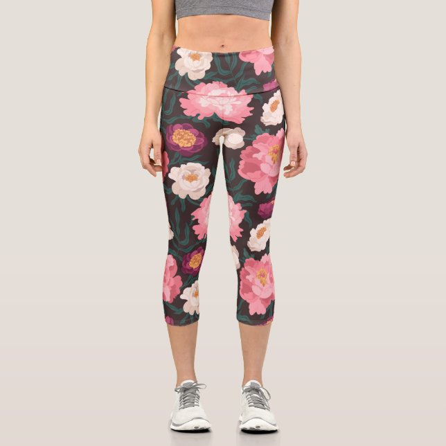 Leggings with pink and red flowers (Front)