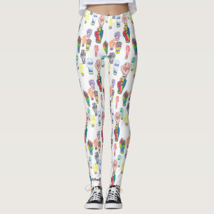 Leggings with rainbow fists.