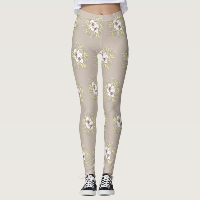Leggings with White Floral Design (Front)