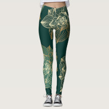 Leggings woman with gold magnolia
