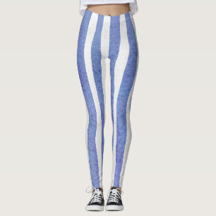 Leggings Women - Blue Stripe Pattern