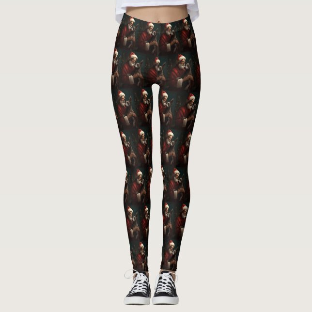Leggings Xoloitzcuintli avec Noël Festif du Père Noël (Devant)