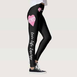 Leggings XOXO Coeur rose Blanc XOXO Hugs Baisers Noir
