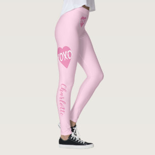 Leggings XOXO Coeur rose Blanc XOXO Hugs Baisers Rose