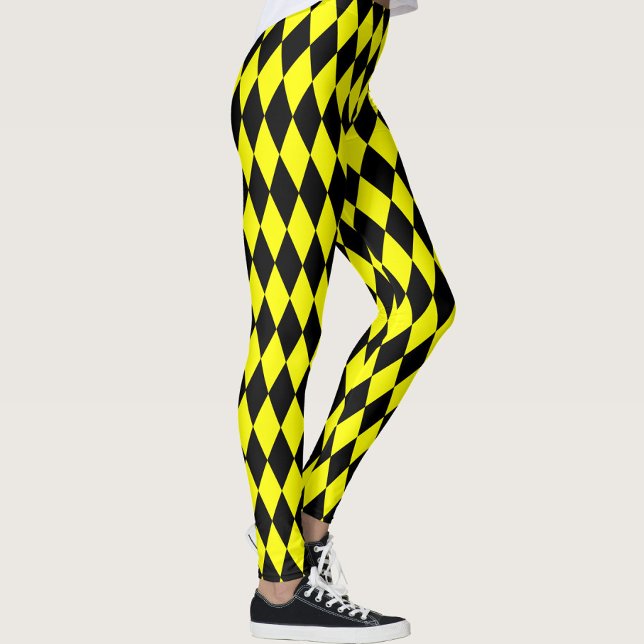 Leggings Yellow Black Harlequin Diamonds Checkers Design  (Créateur téléchargé)