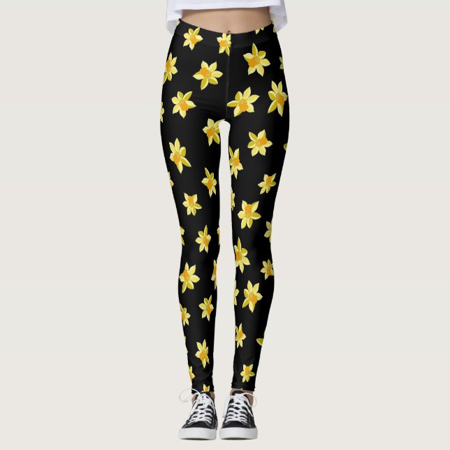 Leggings Yellow daffodil flowers seamless (Devant)