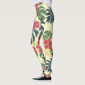 Leggings Yellow Floral Tropical 