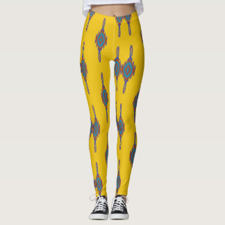 Leggings Yoga africain coloré Jaune et bleu motif