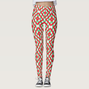 Leggings Yoga motif rouge et vert/salon