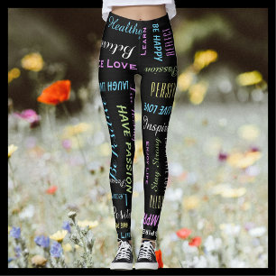 Leggings Yoga noir et en pastel de motivation inspiré