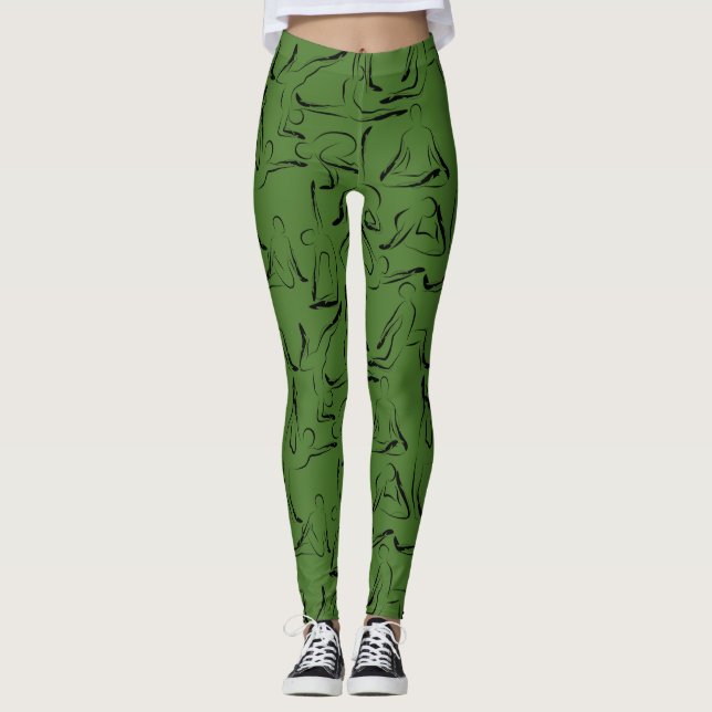 Leggings Yoga poses pattern | Yoga seamless pattern 10 (Devant)