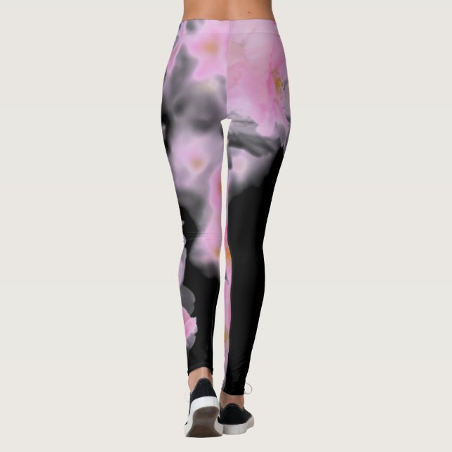 Leggings Yoga rose et noir (Dos)