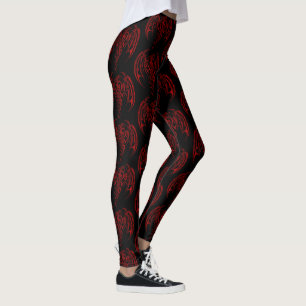 Leggings Yoga rouge de dragons